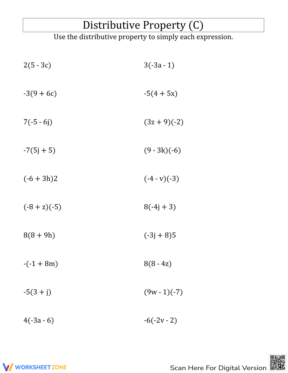Practice with Distributive Property - Page 1
