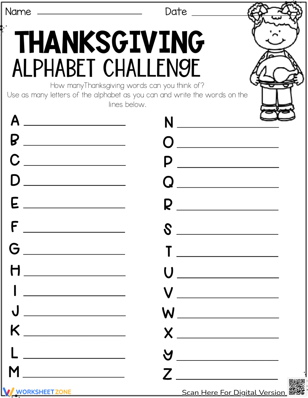 Thanksgiving Alphabet Challenge - Page 1