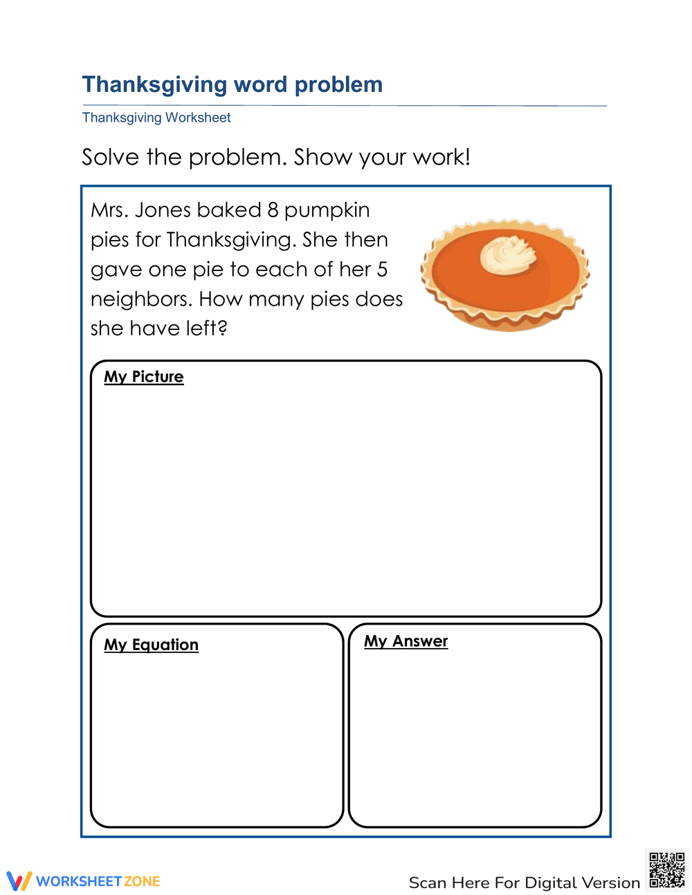 Thanksgiving Themed Math Word Problems - Page 1