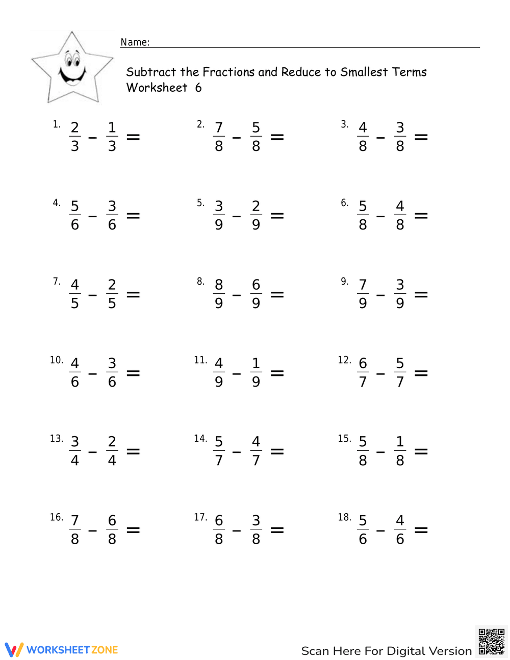 Practice Subtracting Fractions with this Worksheet! - Page 1