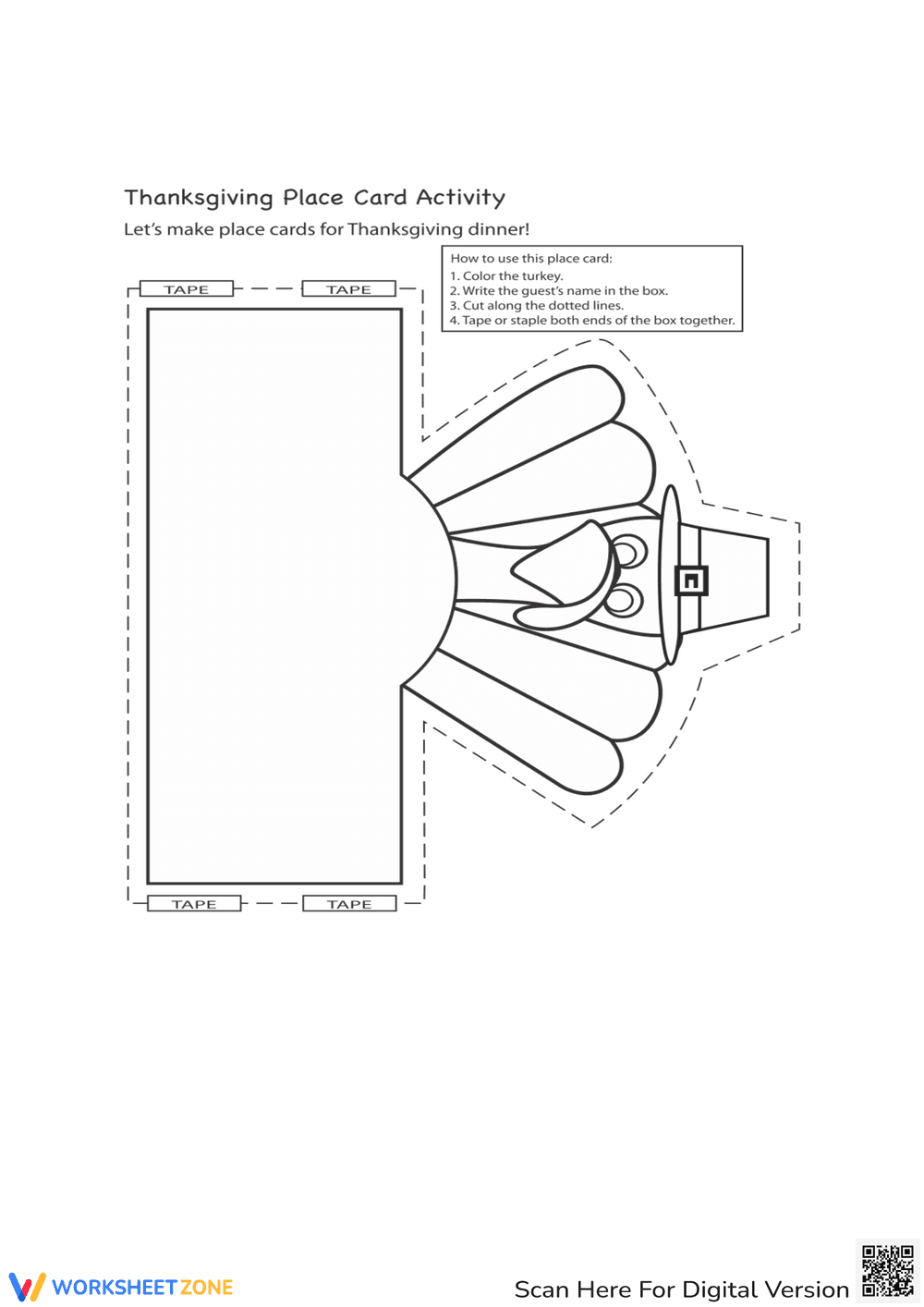 Thanksgiving Place Card Activity - Page 1