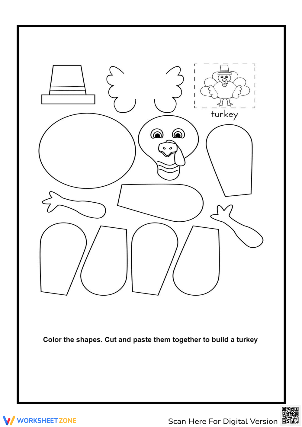 Printable Thanksgiving Turkey Craft | Grade K-2 Activity - Page 1