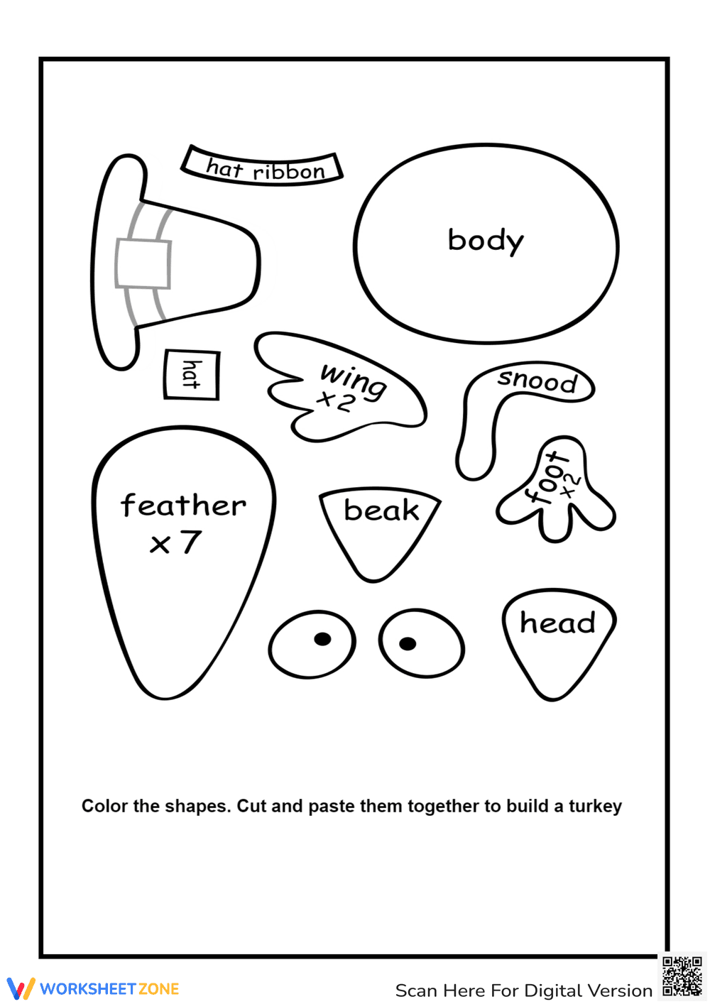 Thanksgiving Turkey Craft | Printable K-2 Worksheet - Page 1