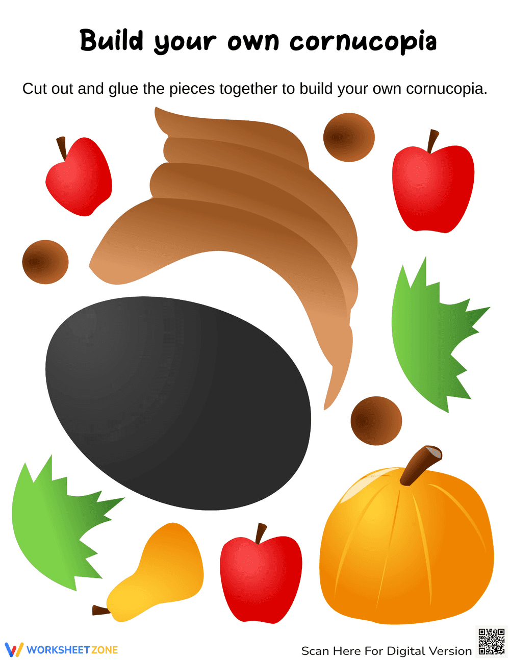 Thanksgiving Cut and Glue Cornucopia | Essential Craft - Page 1