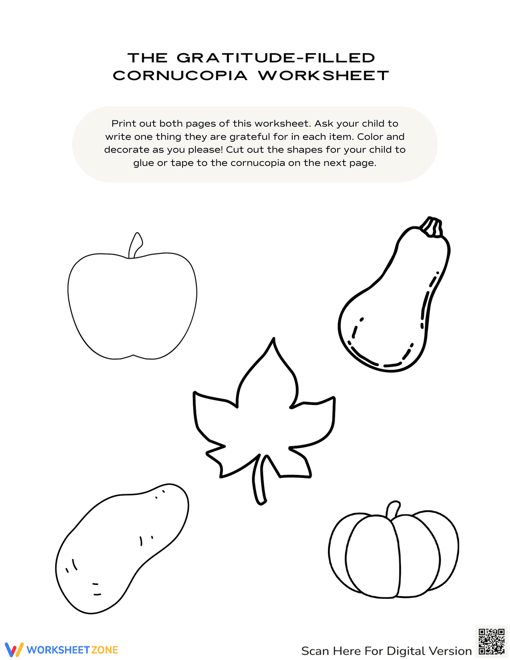 Gratitude Filled Cornucopia Worksheet - Page 1