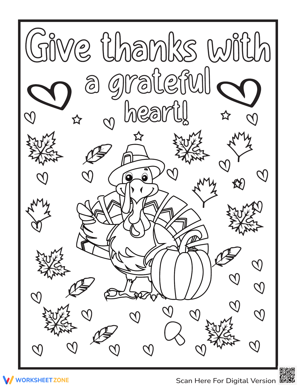 Grateful Thanksgiving Coloring Page Fun - Page 1