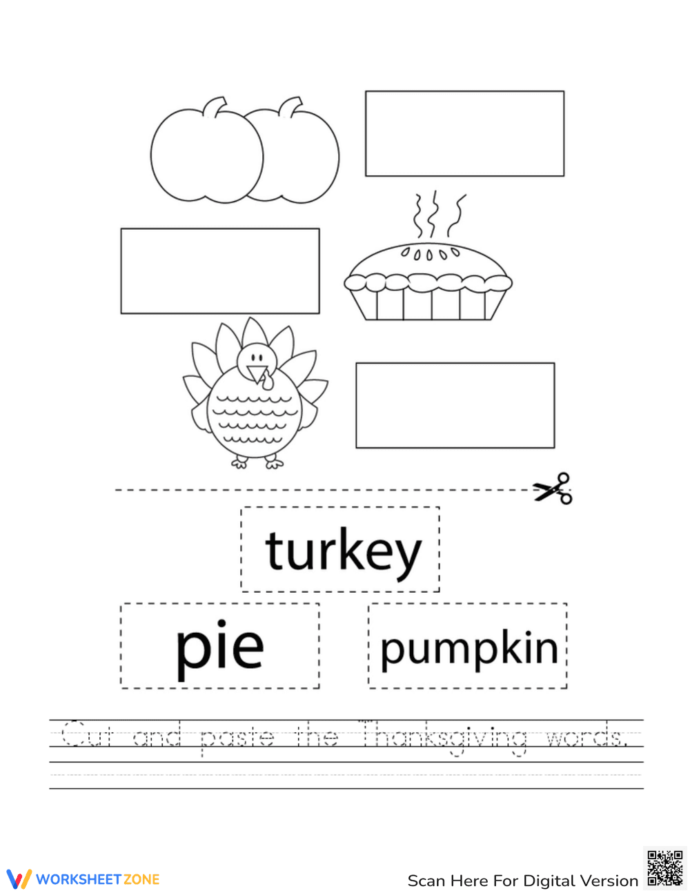Thanksgiving Vocabulary Cut and Paste | Essential K-2 - Page 1