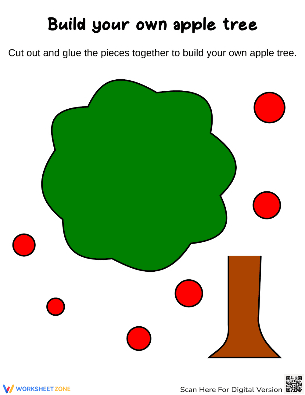 Apple Tree Cut and Glue Worksheet | Essential Grade K-2 - Page 1