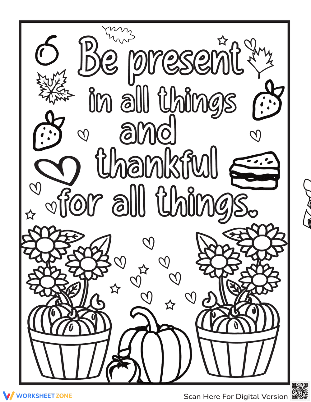 Grateful Thanksgiving: A Festive Coloring Sheet - Page 1