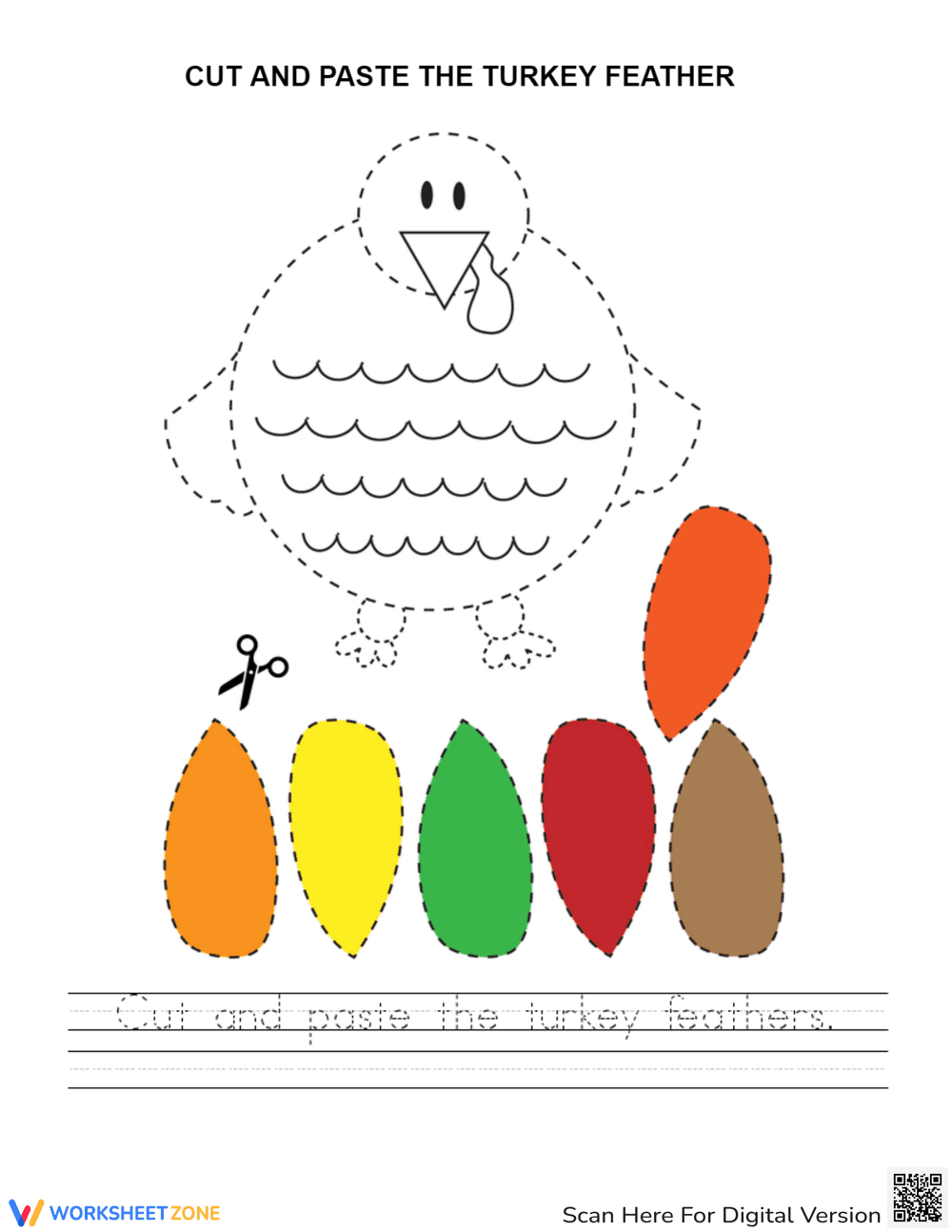 Turkey Cut and Paste Worksheet | Essential Grade K-2 - Page 1