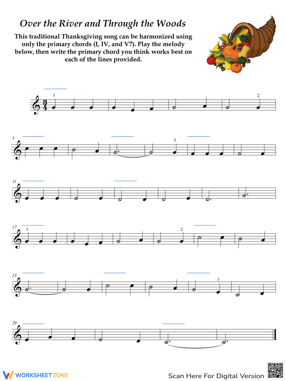Over the River Thanksgiving Song Lyrics Worksheet - Page 1