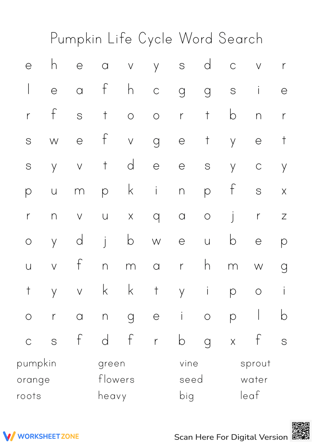 Pumpkin Life Cycle Word Search | Essential Grade 3 Science - Page 1