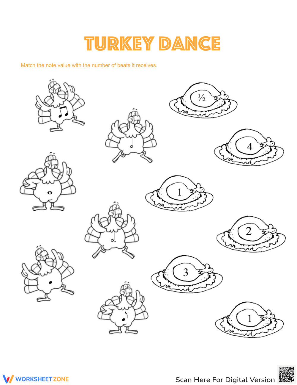 Turkey Dance Rhythm Worksheet: Music Education Activity - Page 1