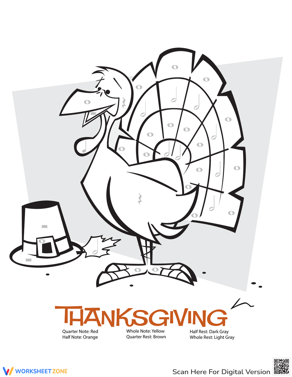 Music Note Turkey Worksheet | Grade 1-2 Essential - Page 1