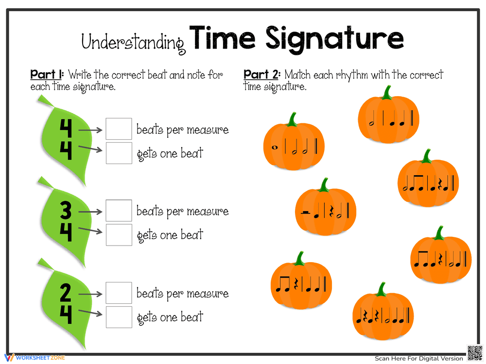 Understanding Time Signature Thanksgiving Worksheet - Page 1
