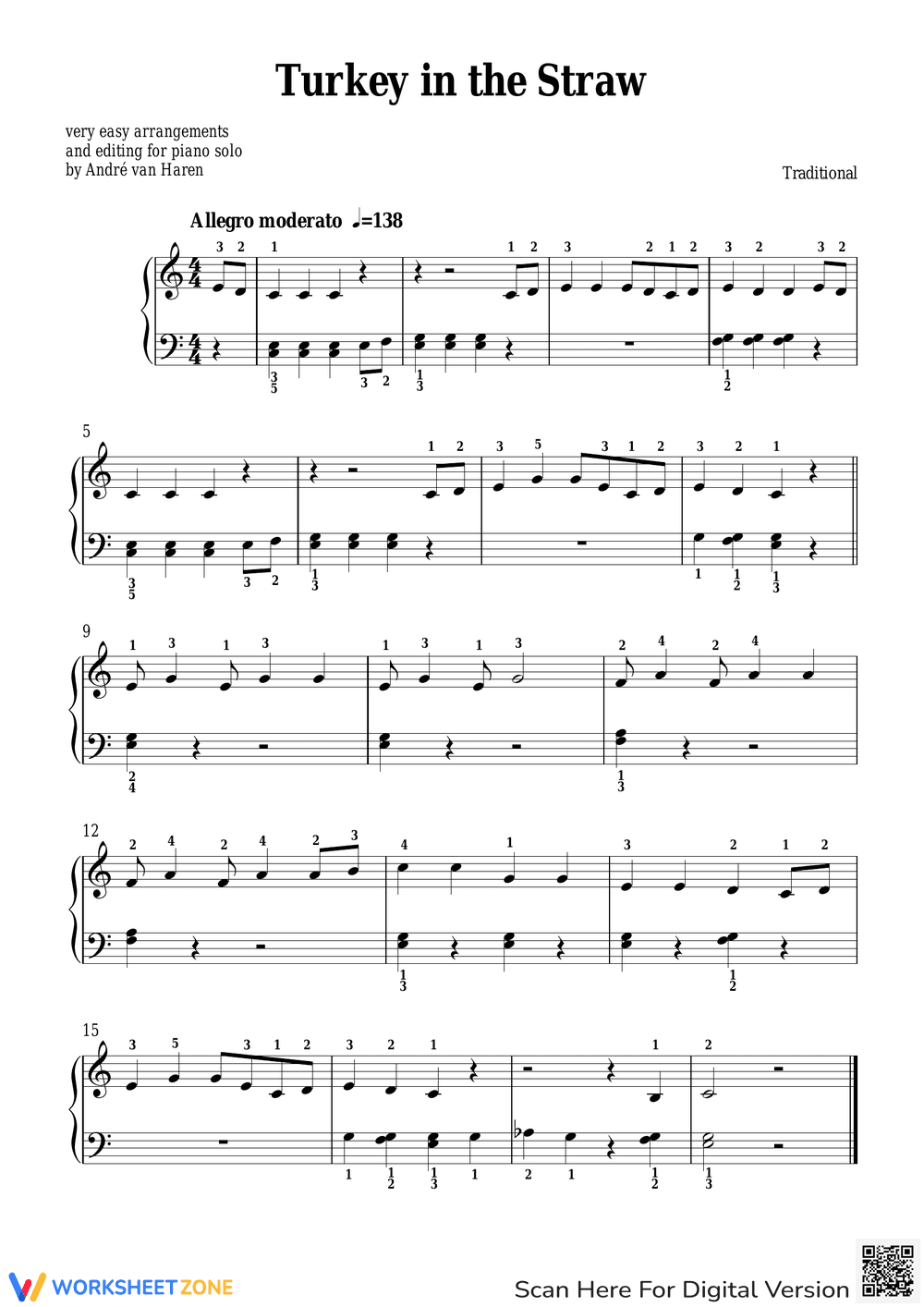 'Turkey in the Straw' Music Worksheet - Page 1