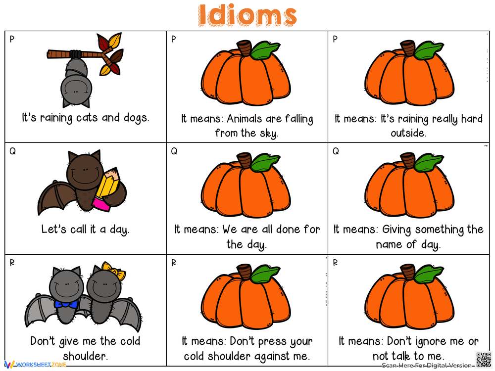 Fall Idioms Practice Packet Worksheet - Page 1