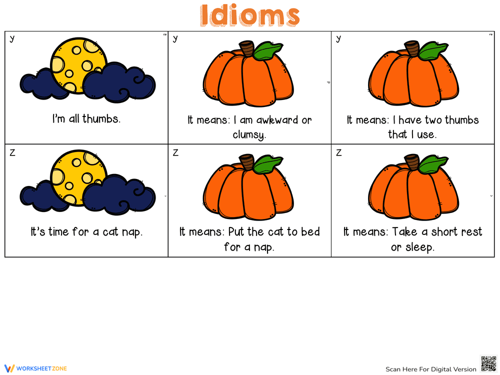 Fall Idiom Packet Worksheet - Page 1