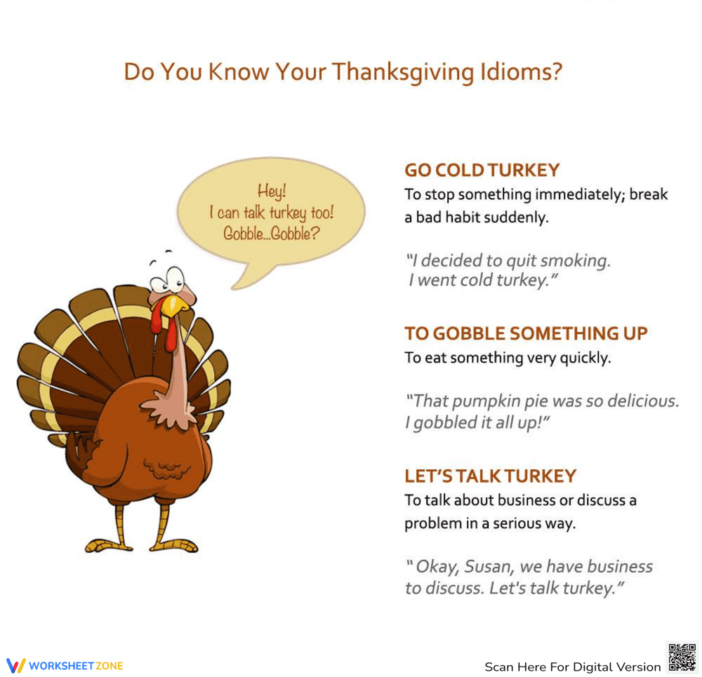 Essential Thanksgiving Idioms Worksheet | Grades 3-6 - Page 1