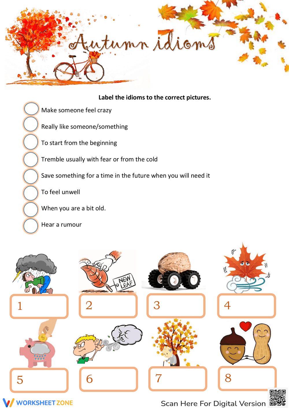 Autumn Idioms Worksheet | Grade 4-6 Essential - Page 1