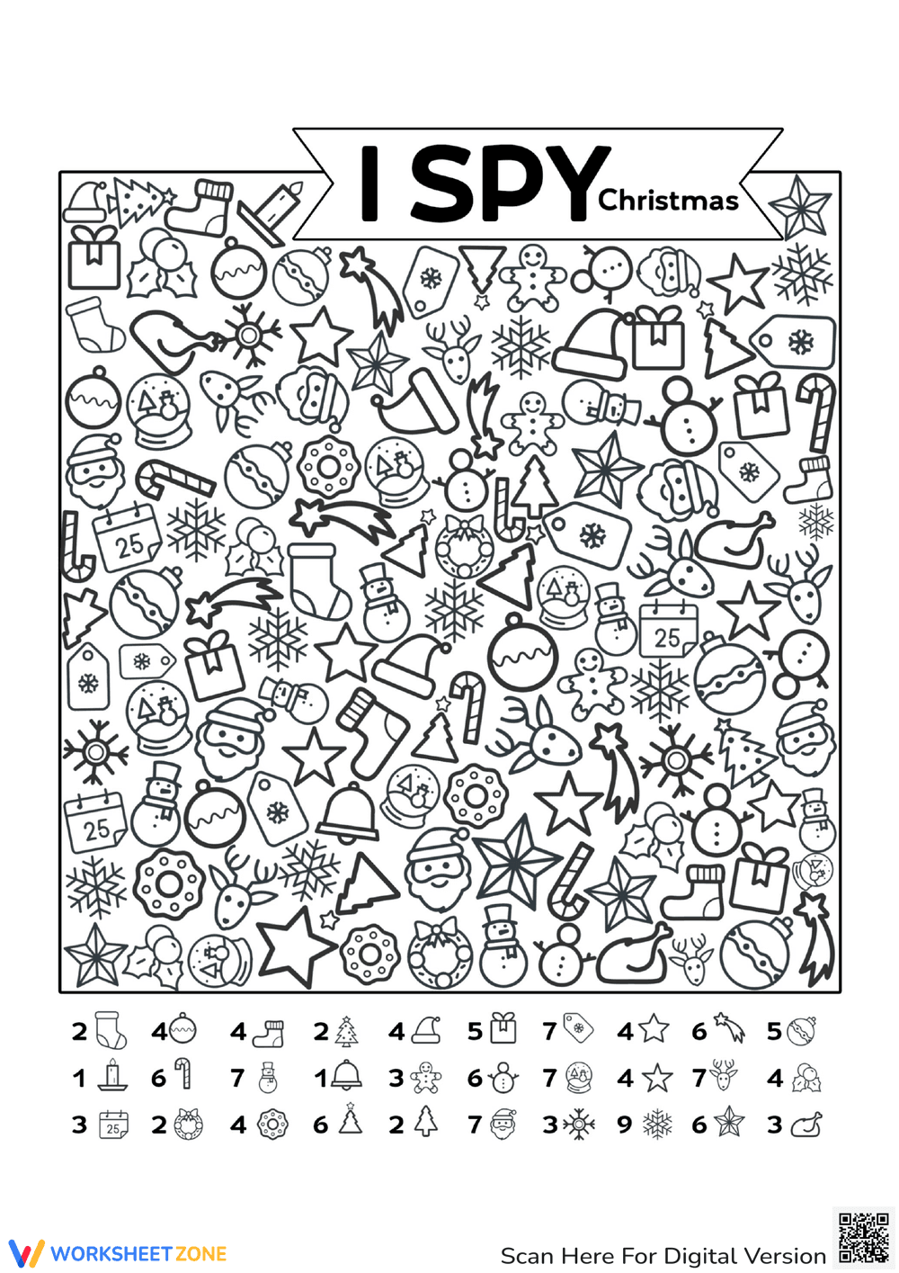 Fun Christmas I Spy Worksheet - Page 1