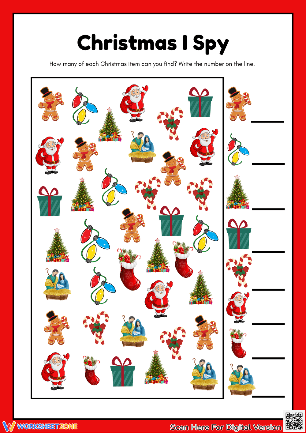 Engaging Christmas I Spy Activity Worksheet - Page 1