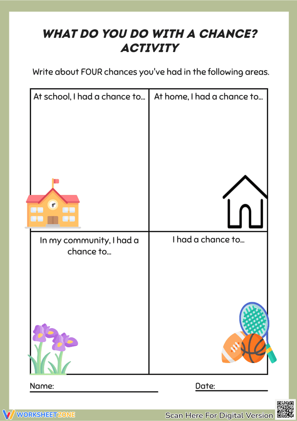 What do you do with a chance? Worksheet - Page 1