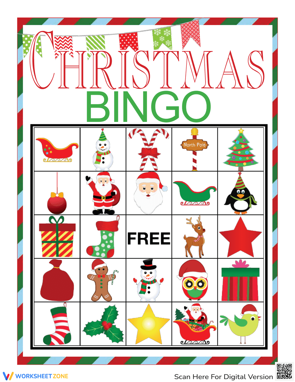 Festive Christmas Bingo Card for Holiday Fun - Page 1