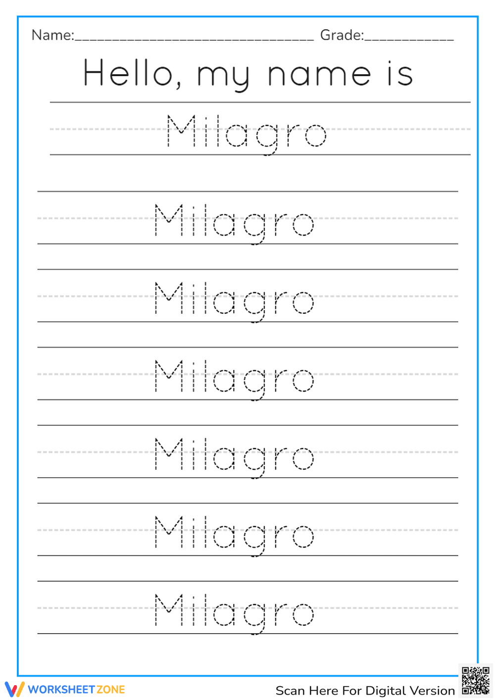 Custom Name Tracing Activity Worksheet - Page 1