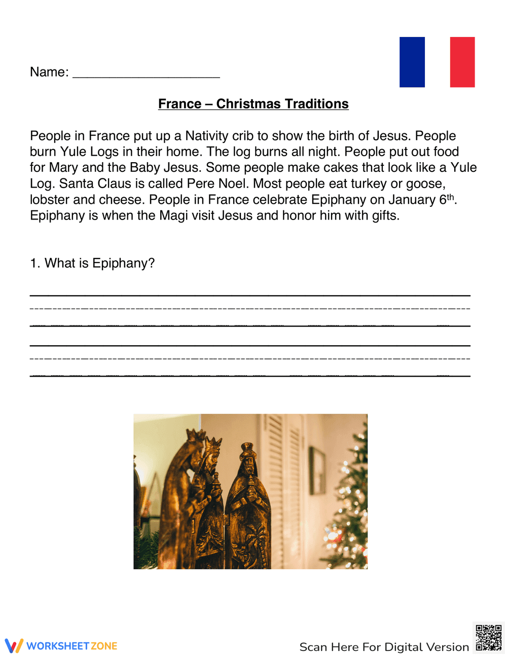 Explore France Christmas Traditions Worksheet - Page 1