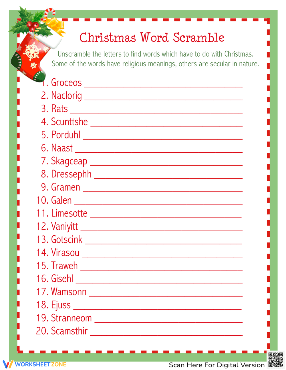 Christmas Word Scramble Fun - Page 1