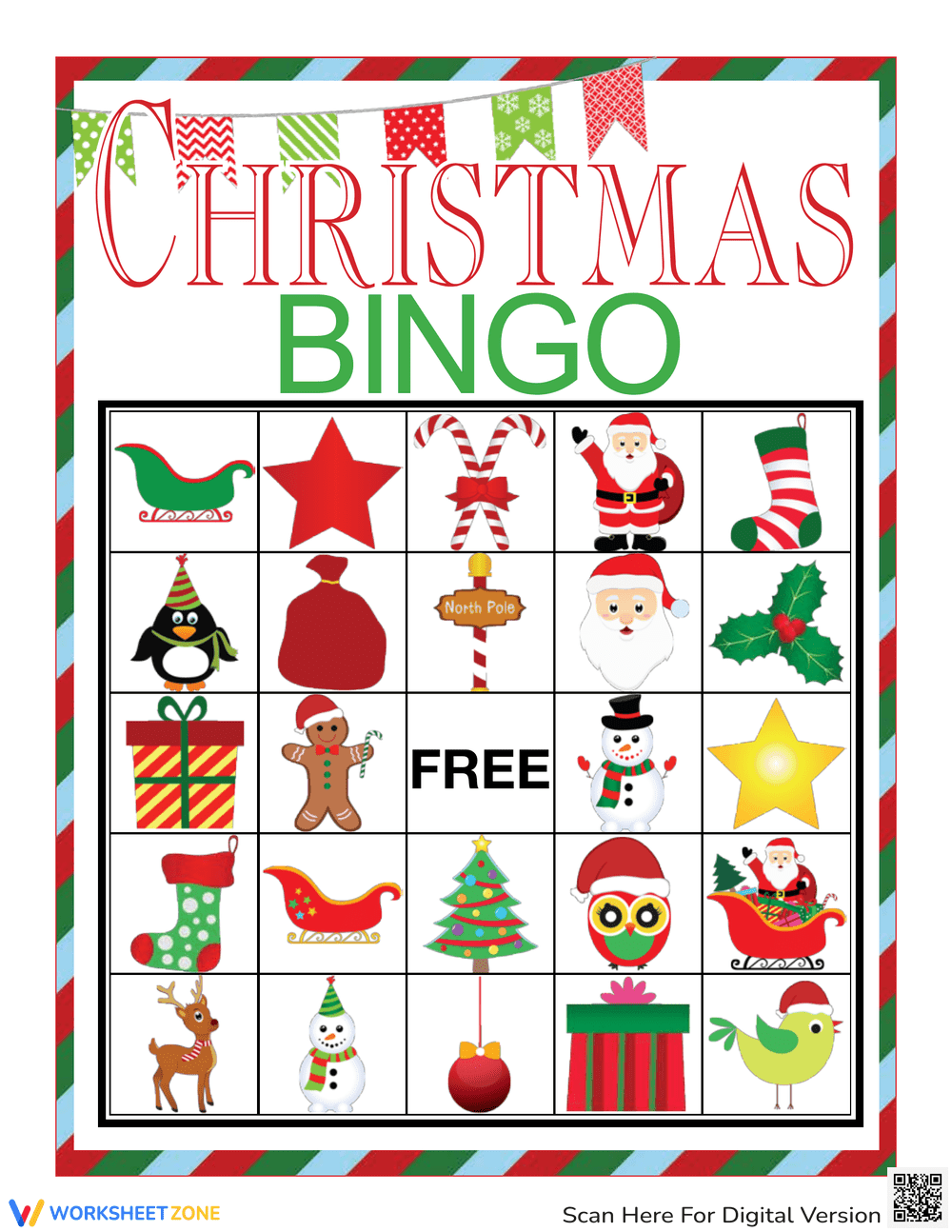 Christmas Bingo Card Worksheet - Page 1