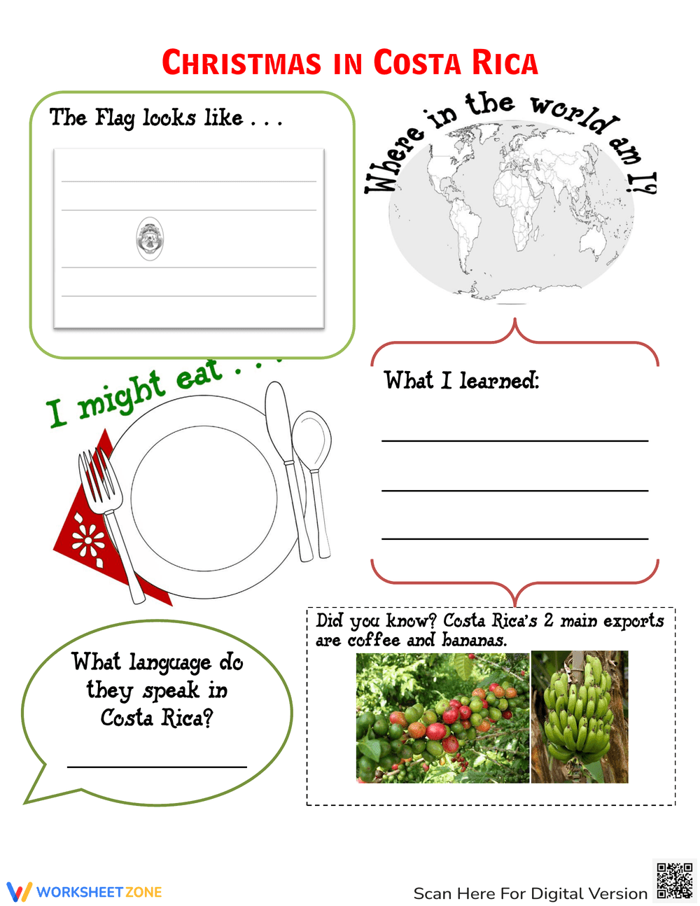 Christmas in Costa Rica Worksheet - Page 1