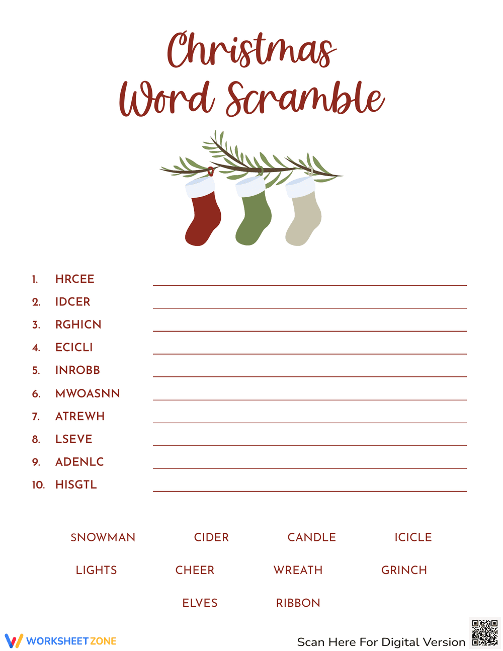 Christmas Word Scramble Festive Fun - Page 1