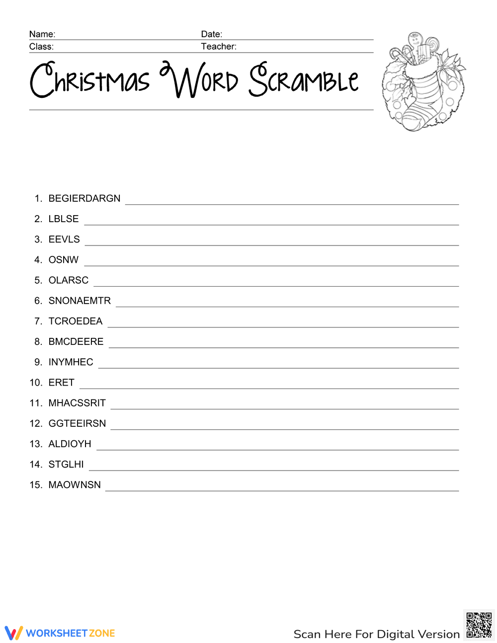 Christmas Word Scramble Festive - Page 1