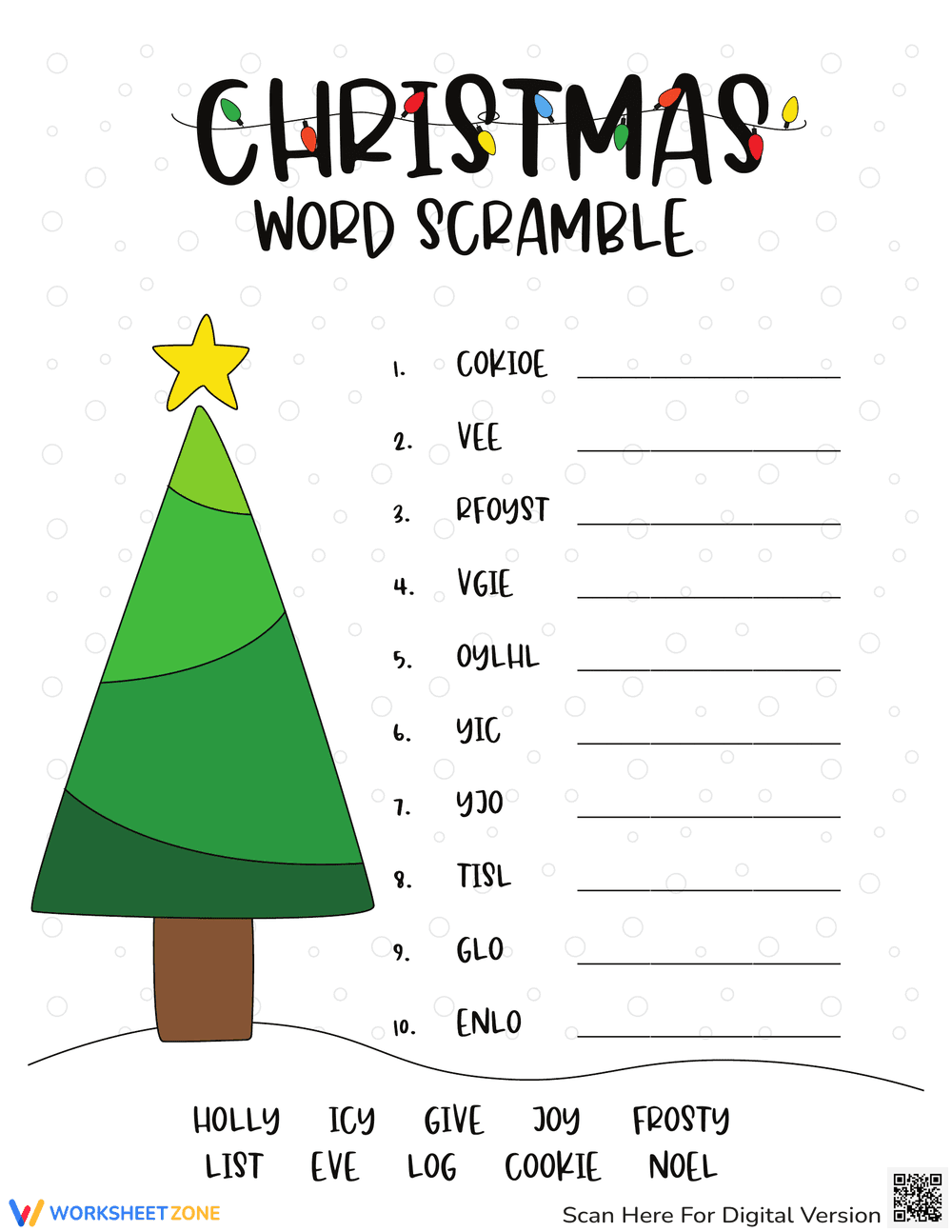 Engaging Christmas Word Scramble Worksheet for Festive Fun - Page 1