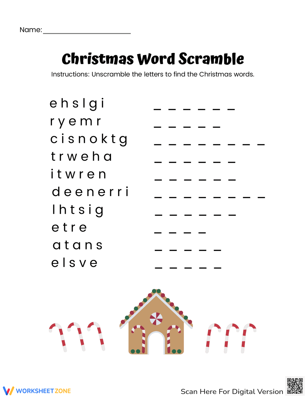 Hard Christmas Word Scramble for Advanced Learners - Page 1