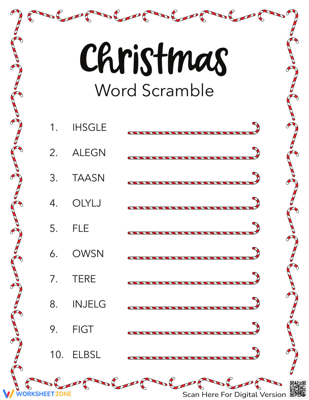 Holiday Fun: Christmas Word Scramble Puzzle - Page 1