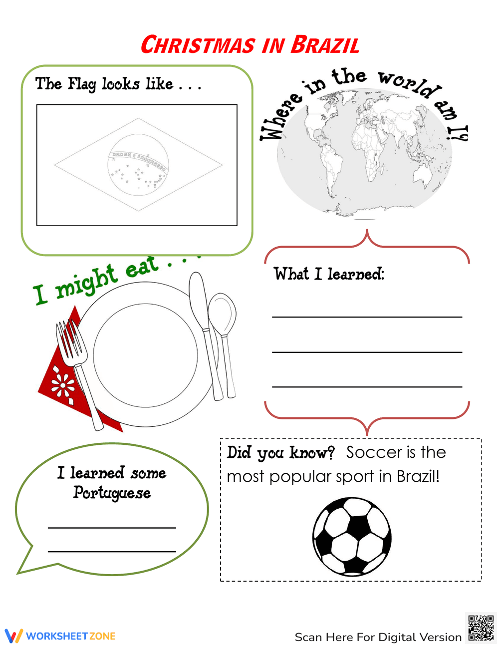 Discover Christmas Traditions in Brazil Worksheet - Page 1