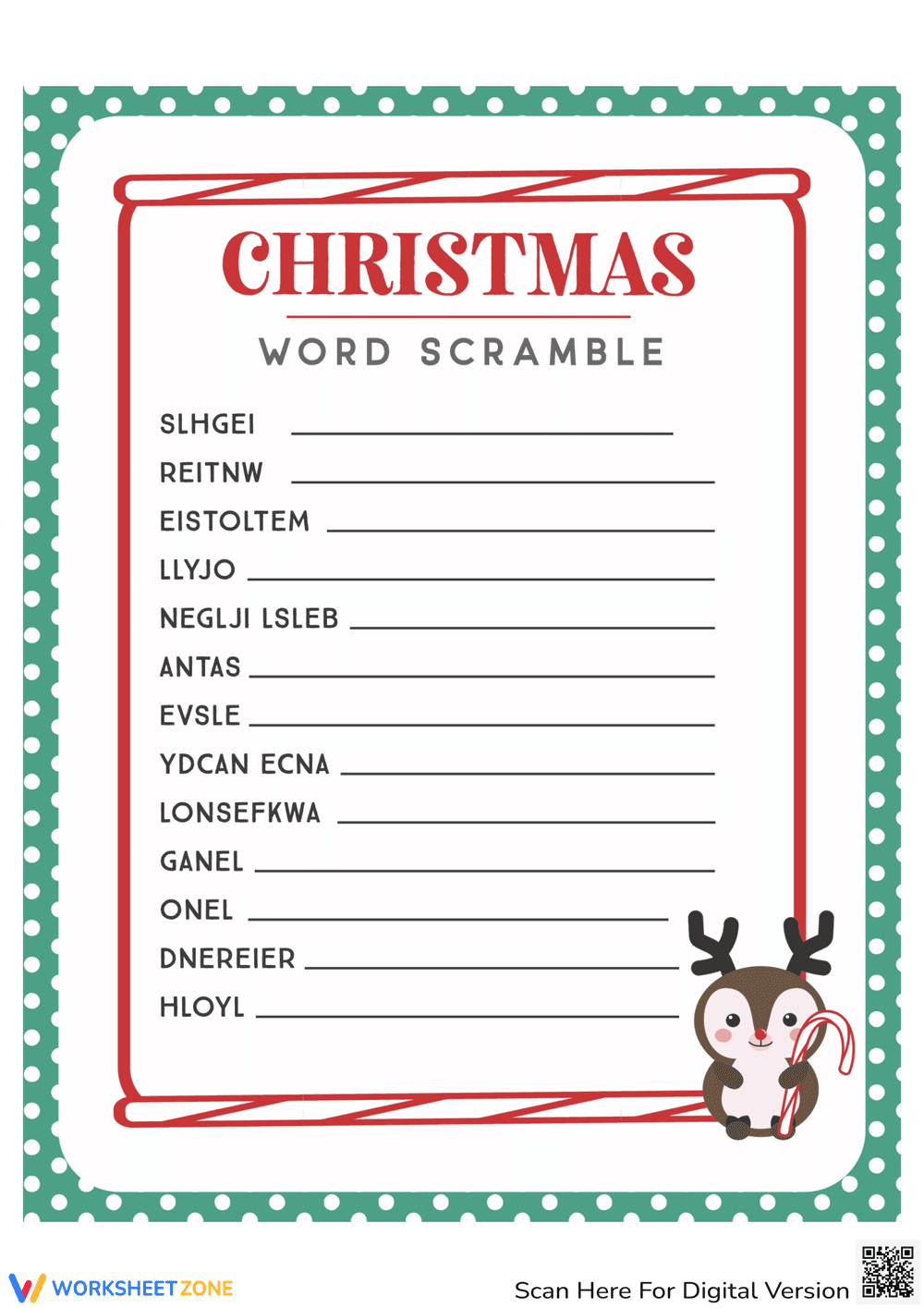 Solve the Christmas Word Scramble Puzzle - Page 1