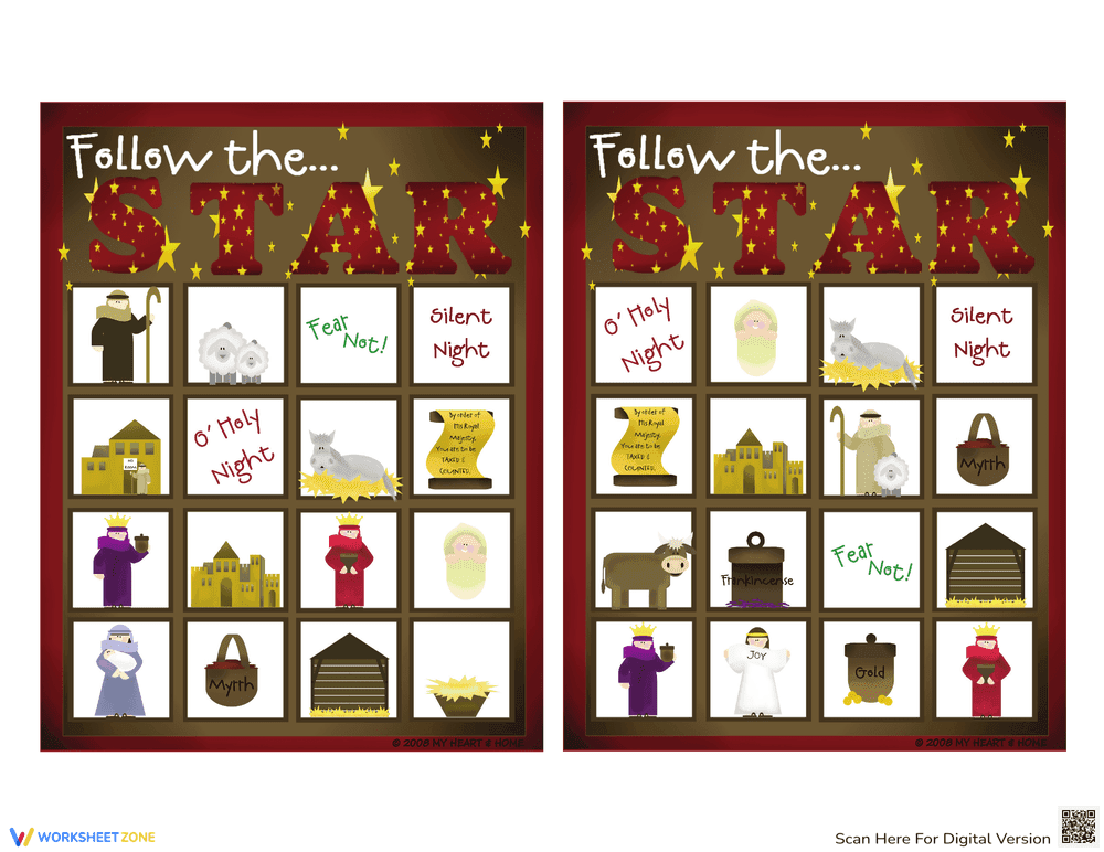 Follow the Star Christmas Bingo Game - Page 1