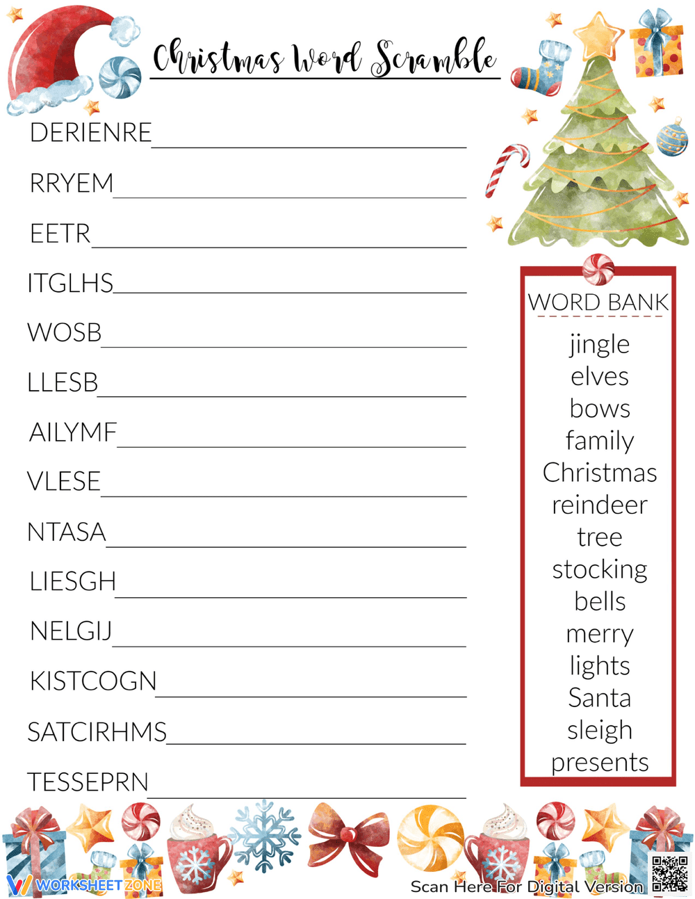 Solve the Christmas Word Scramble for Holiday Fun! - Page 1