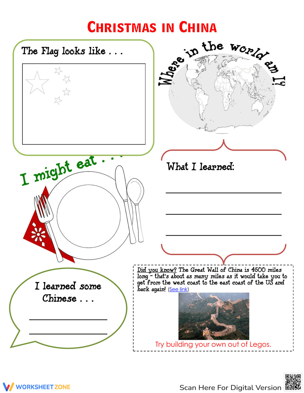 Explore Christmas in China with this Worksheet - Page 1