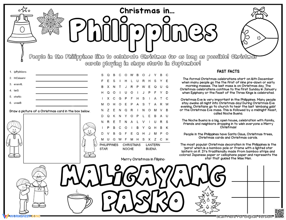 Christmas in Philippines: Activities Worksheet - Page 1