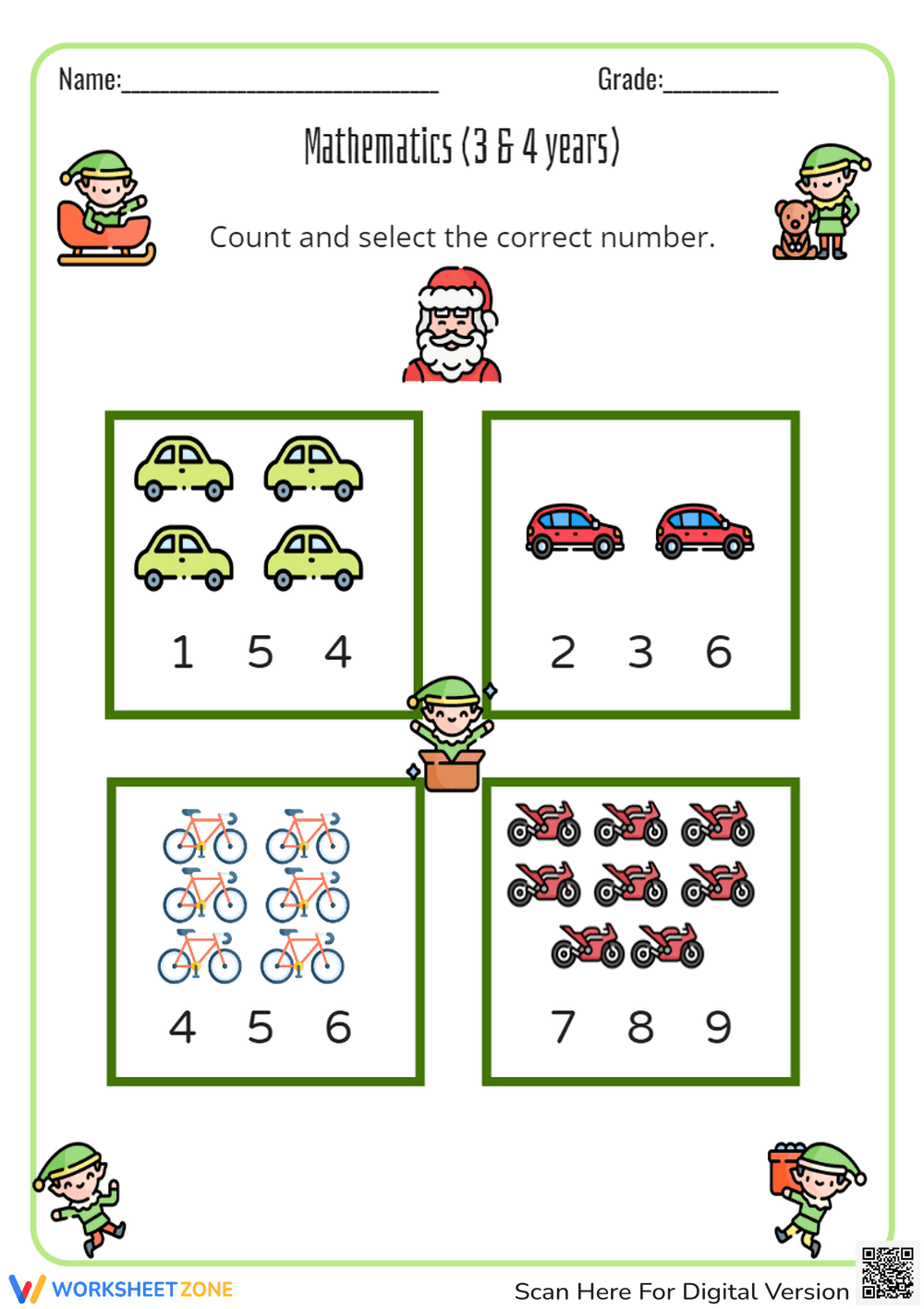 Transportation Counting Worksheets for Preschool - Page 1