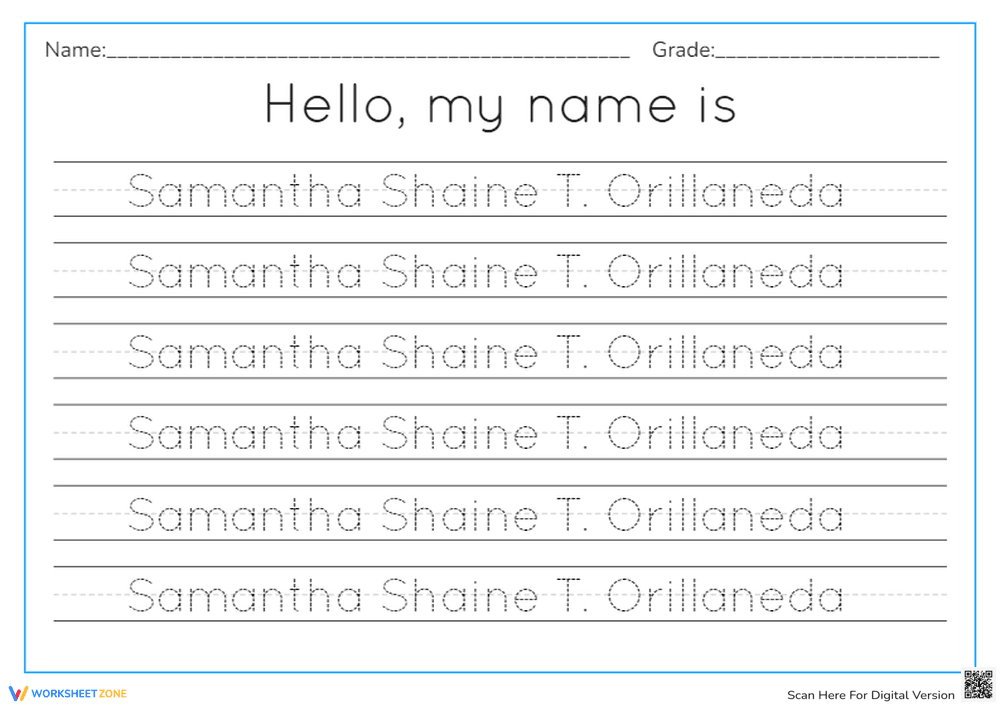 Name Tracing Worksheet | Grade K-1 Printable - Page 1