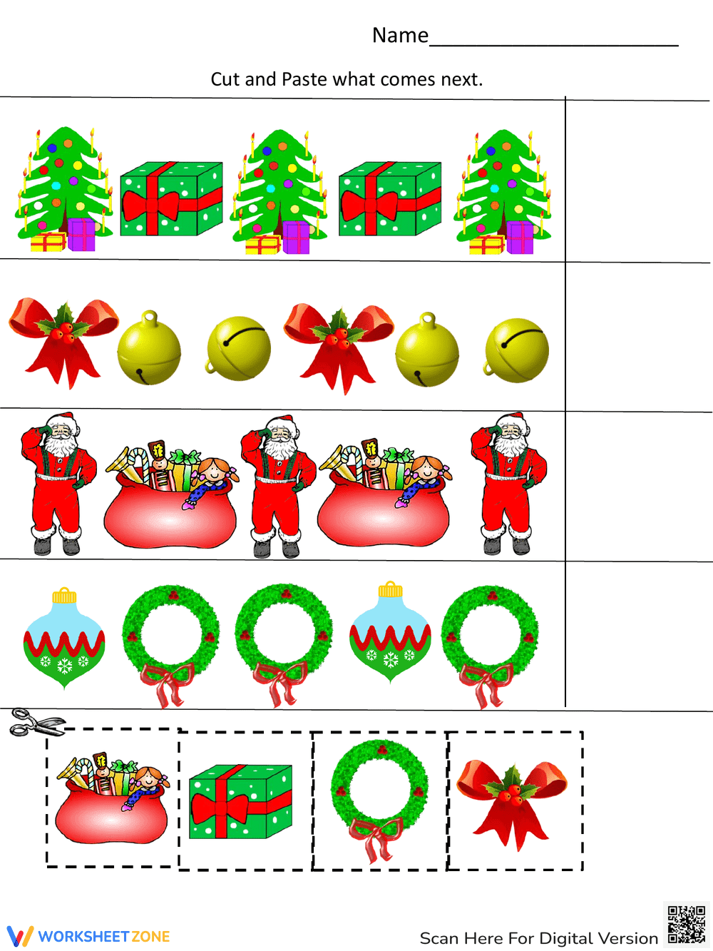 Christmas Pattern Worksheet | Grade K-2 Essential - Page 1