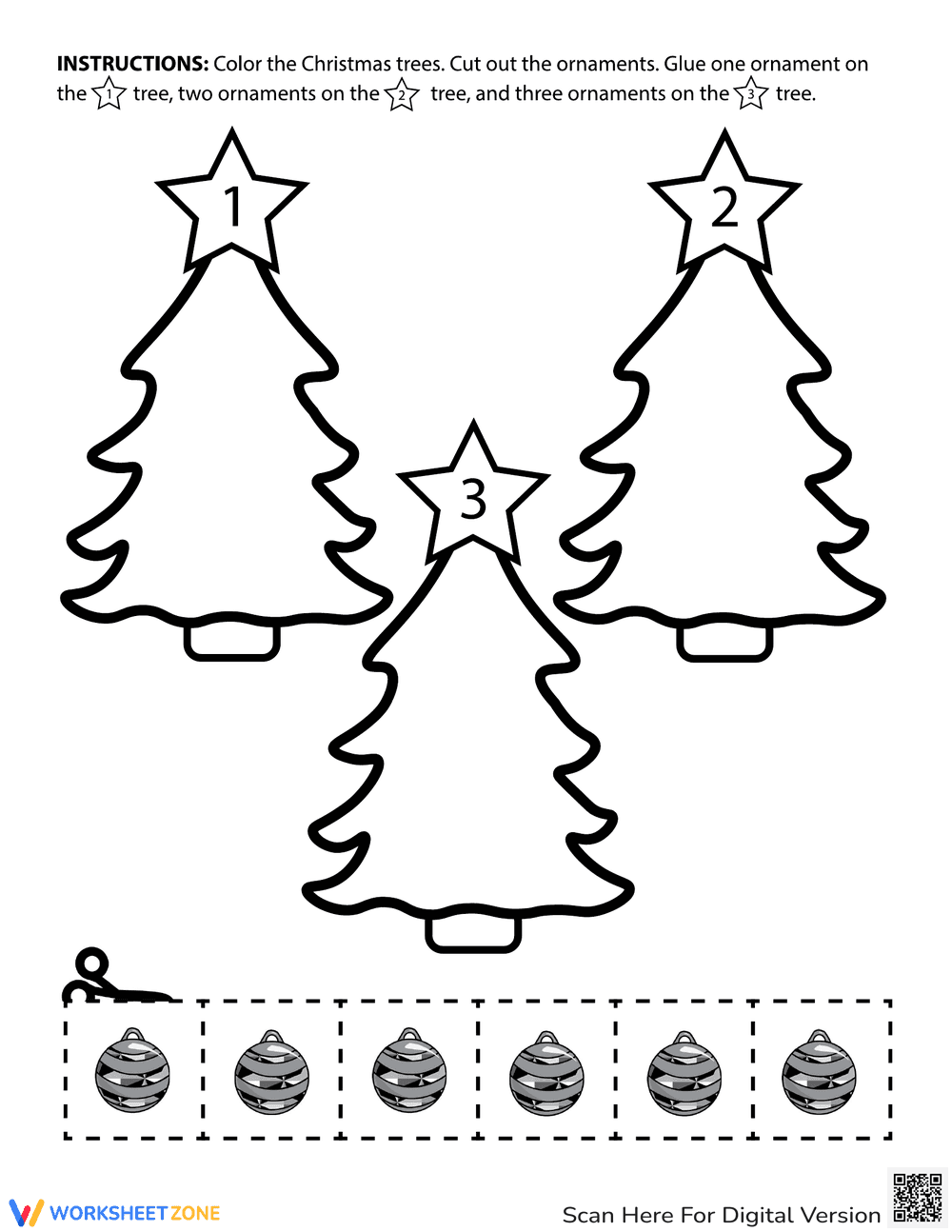 Essential Christmas Counting & Cutting Activity | Grade K-2 - Page 1