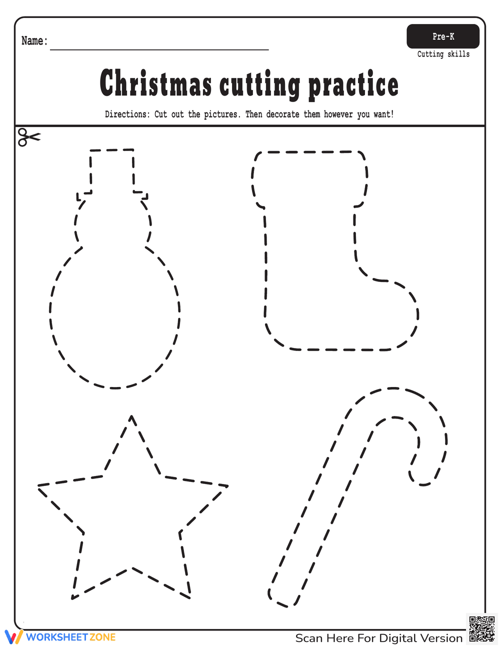 Festive Christmas Cut and Paste Worksheet - Page 1