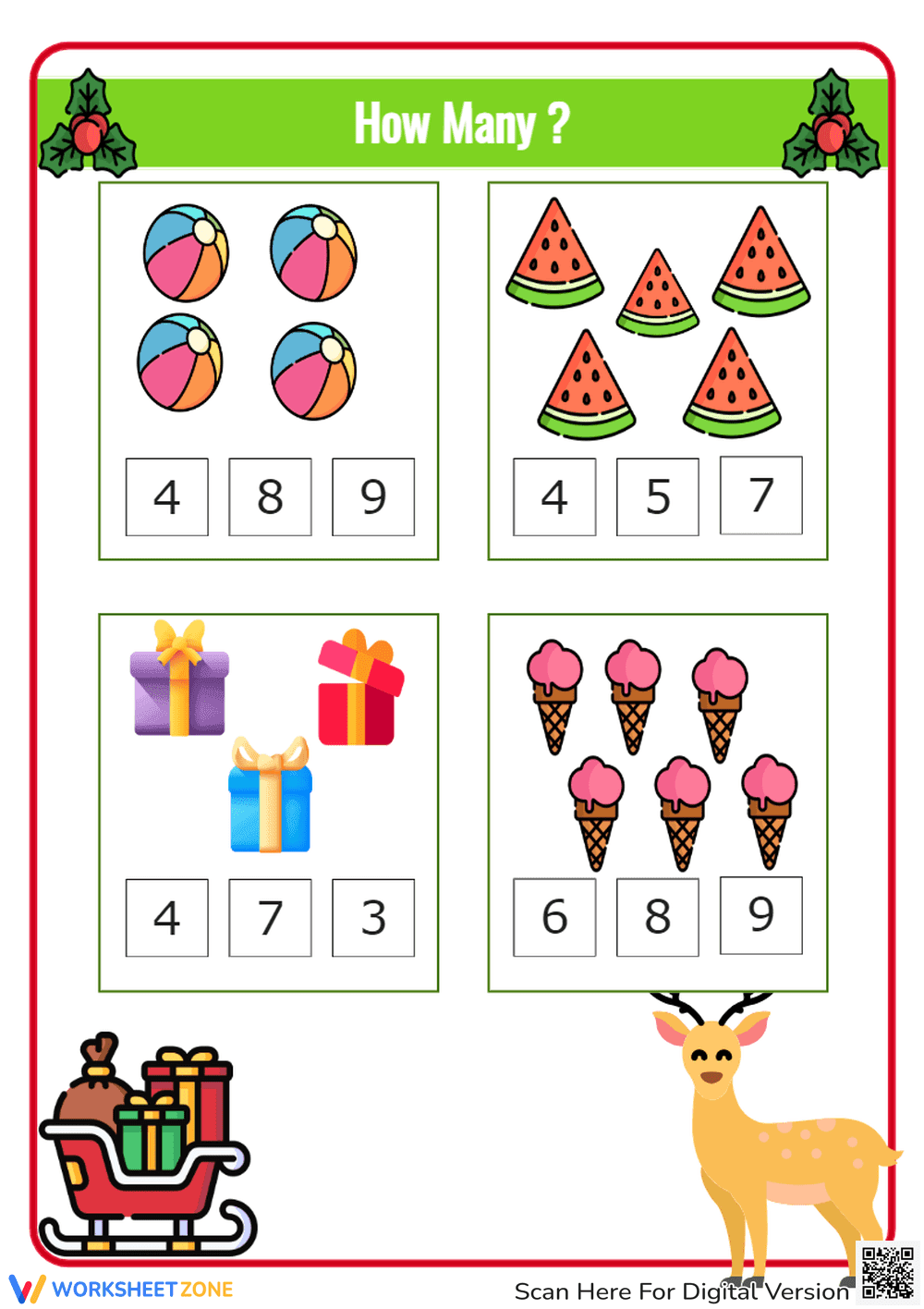 How Many Counting Worksheets for Kids - Page 1